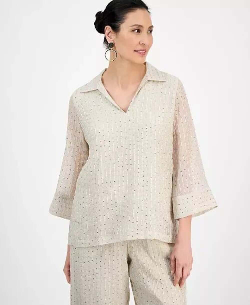 JM Collection Shirt PL Stonewall Lush Paradise Sequin Top